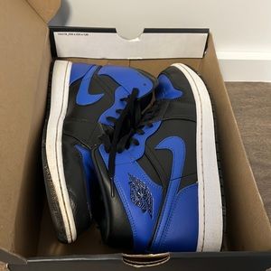 Air Jordan 1 mid, us mens 10.5, blue,black, and white